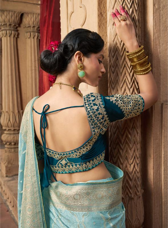 Dusty Blue Pure Silk saree