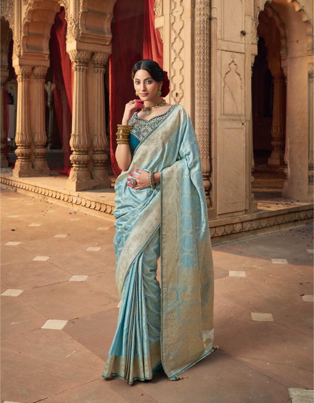 Dusty Blue Pure Silk saree
