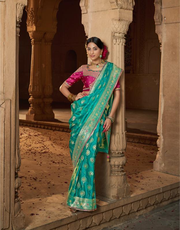 Turquoise Pure Silk saree