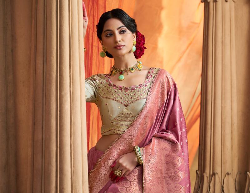 Rose Gold Pure Silk saree
