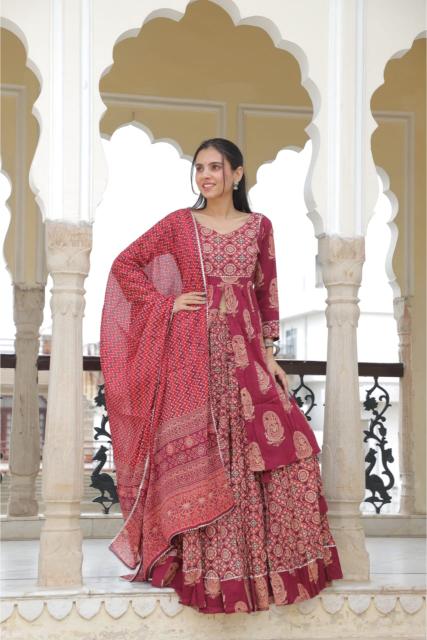 Matte Red Lehenga Set Diwali Outfit