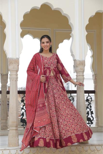 Matte Red Lehenga Set Diwali Outfit