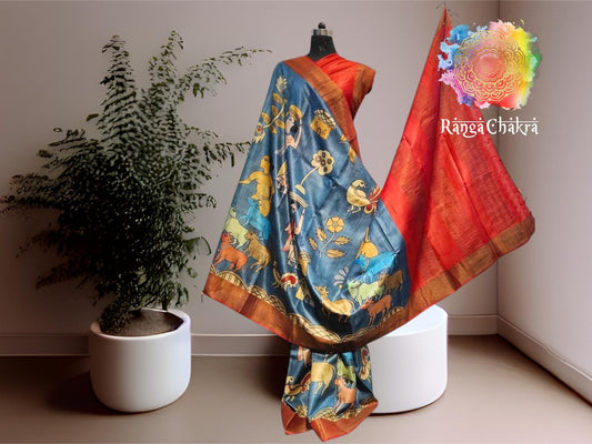 Blue Hand Painted Tussar Silk Saree, Hand painted pichwai cow Silk Saree tussar Silk Saree ,Hand painted Silk Saree,blue tussar silk saree, Pichwai Tussar Silk Hand painted Saree, Handpainted Pichwai cow tussar Silk Saree tussar Silk Saree , Hand painted Pichwai Silk Saree, Blue Hand Painted Tussar Silk Saree, Hand painted pichwai cow Silk Saree tussar Silk Saree ,Hand painted Silk Saree,blue tussar silk saree,hand painted pichwai sarees, Pichwai Silk sarees, Shree krishna Painted saree, Krishna Painted sar