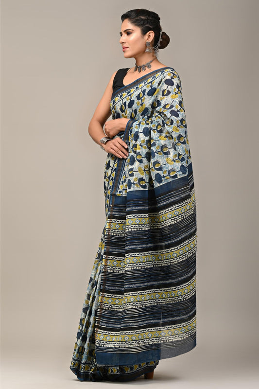 Mul mul cotton saree, quirky print saree