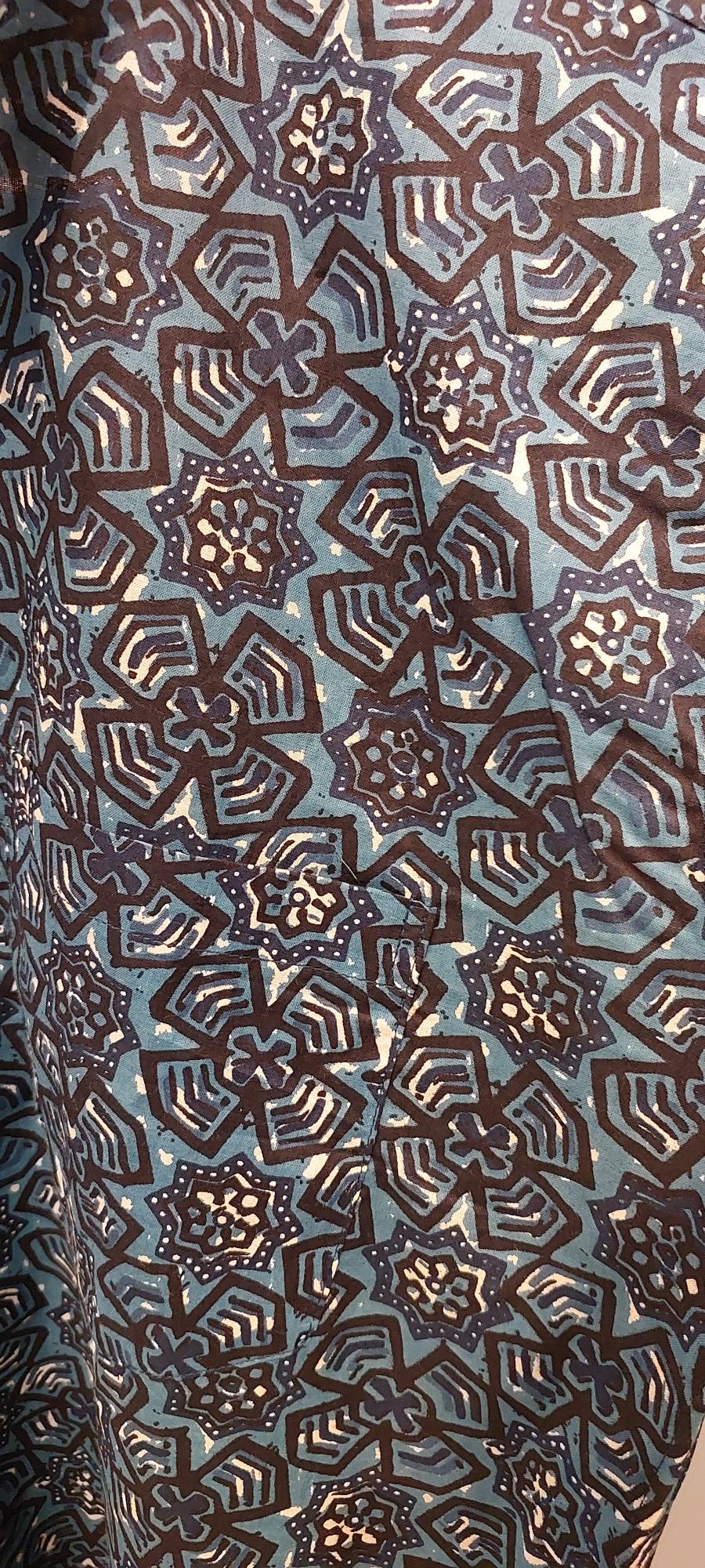 Pin wheel Indigo Mul Cotton Mens Slim fit Shirt, Mul Mul Cotton Mens shirt, Mens Block Printed shirt, Slim Fit Shirts, Beach wear Mens shirt