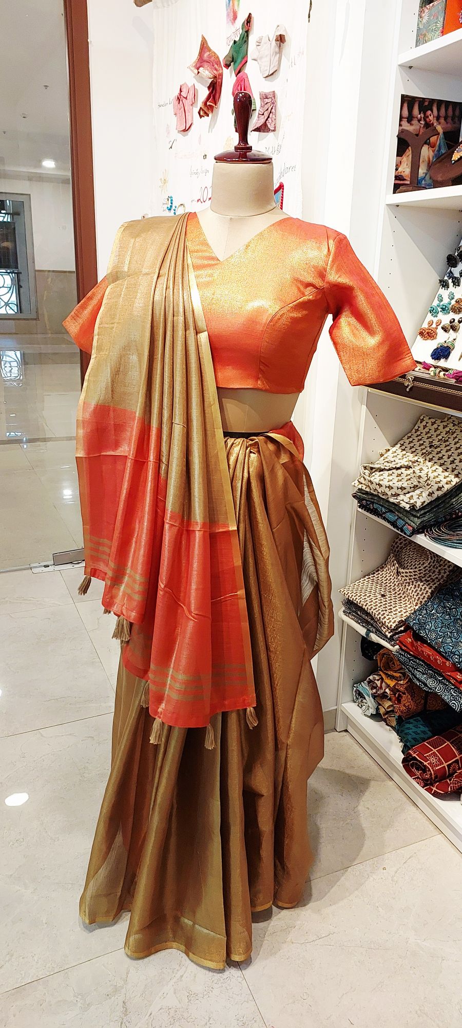 Golden Volcano Soft Tissue silk saree