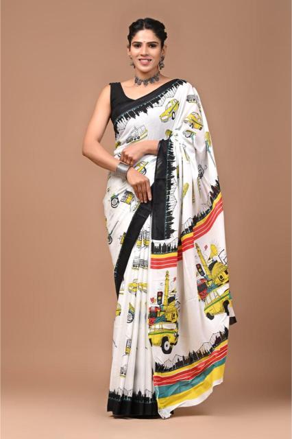 Quirky Taxi Cotton saree