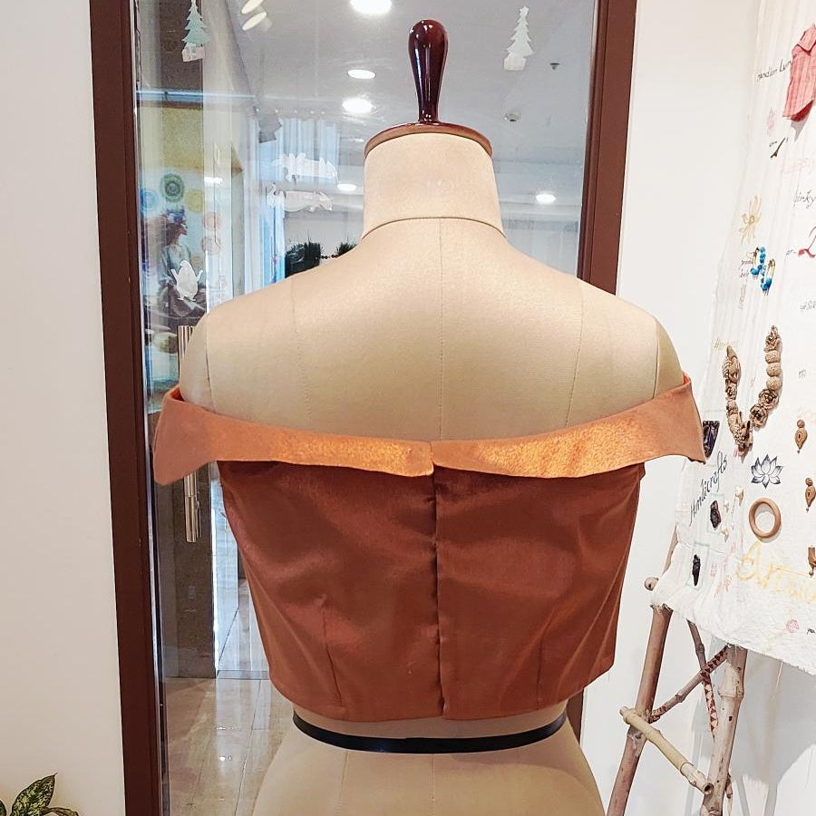 Off Shoulder Copper silk blouse