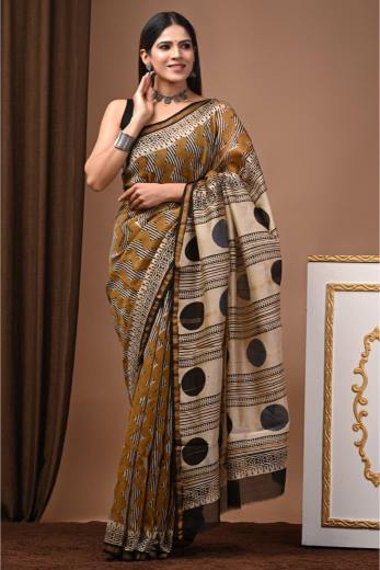 Chevron Chanderi Silk saree