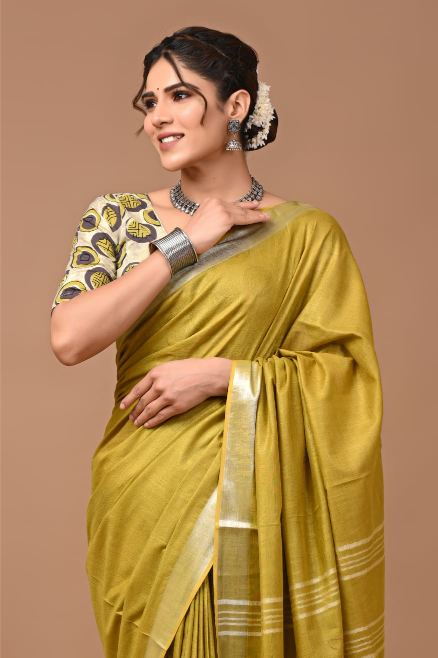 Olive Green saree