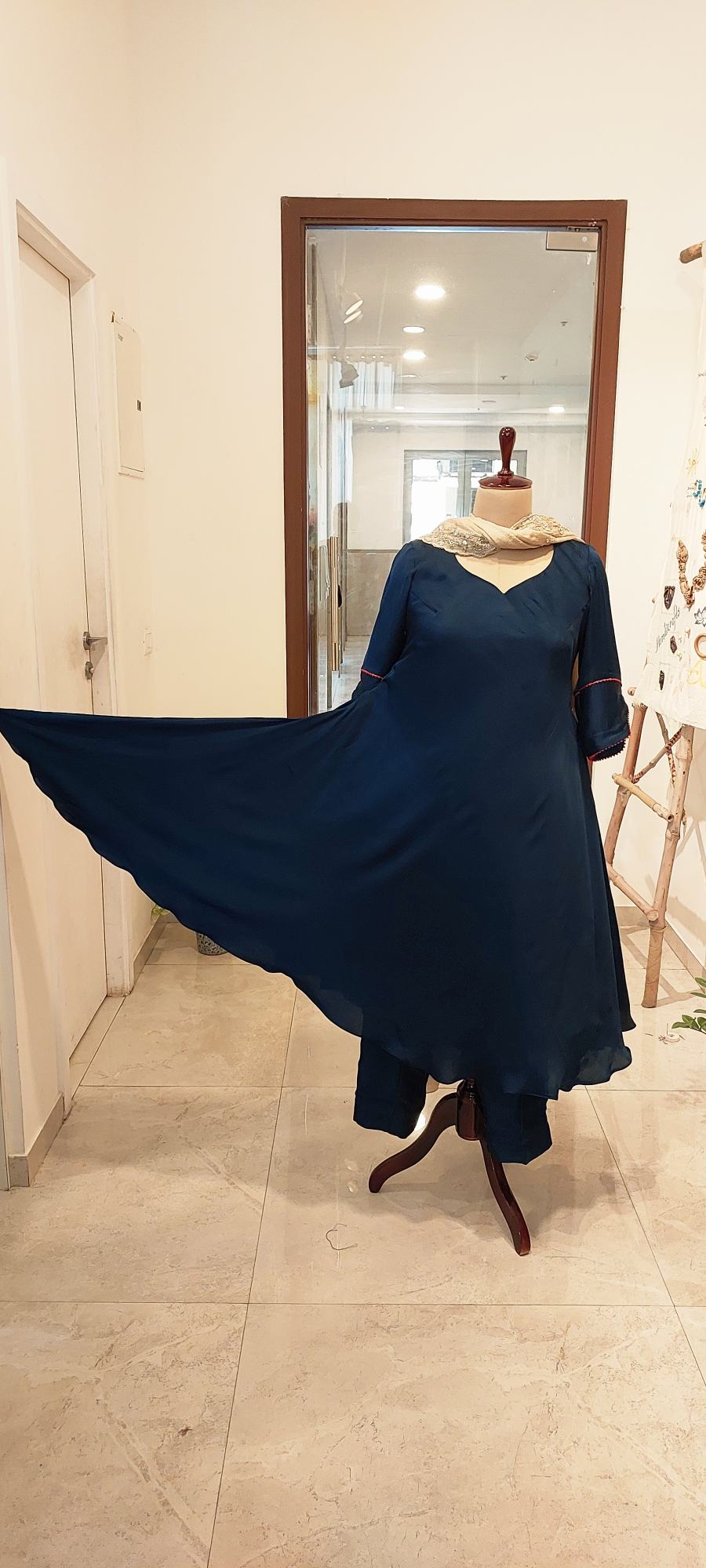 Modal Silk Blue Umbrella Flair Anarkali Suit