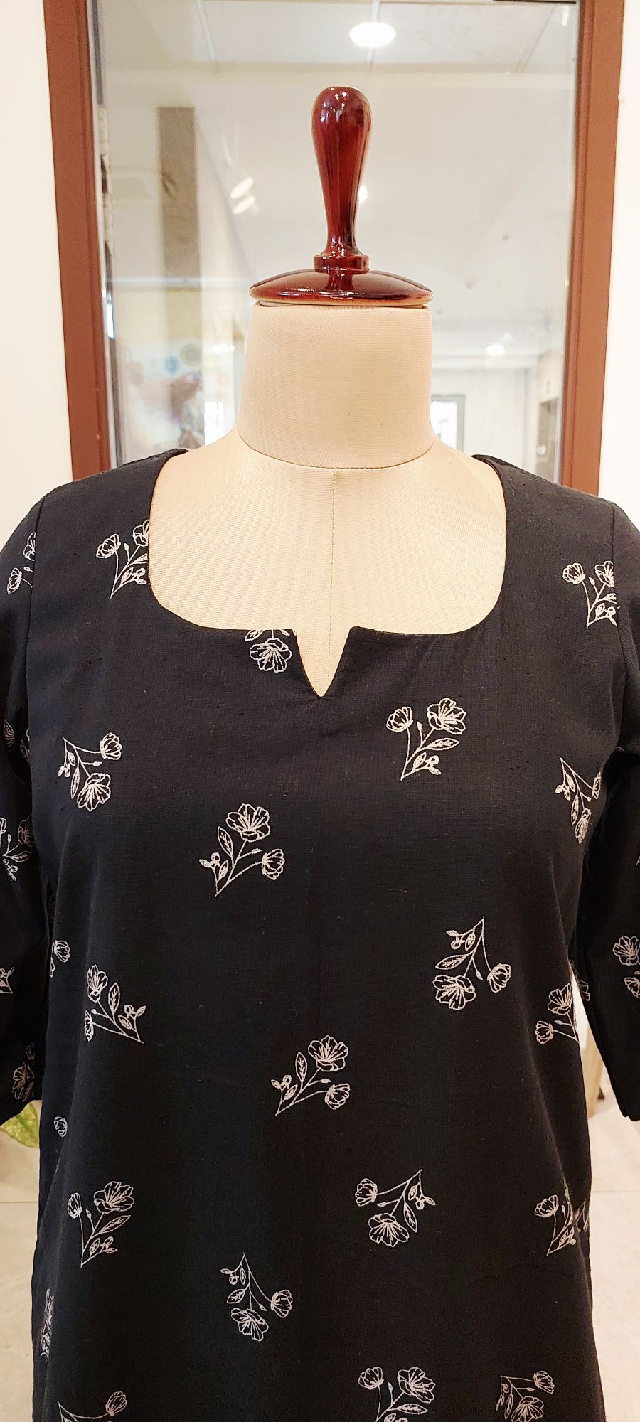 Floral Black Midi Dress with Gamcha Long Shrug