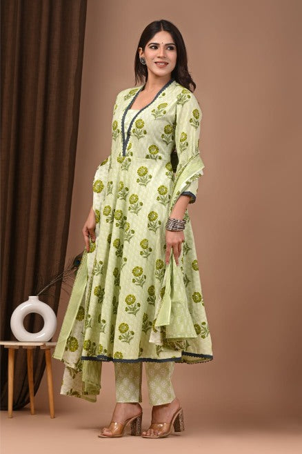 Pastel Mul Cotton Anarkali Suits