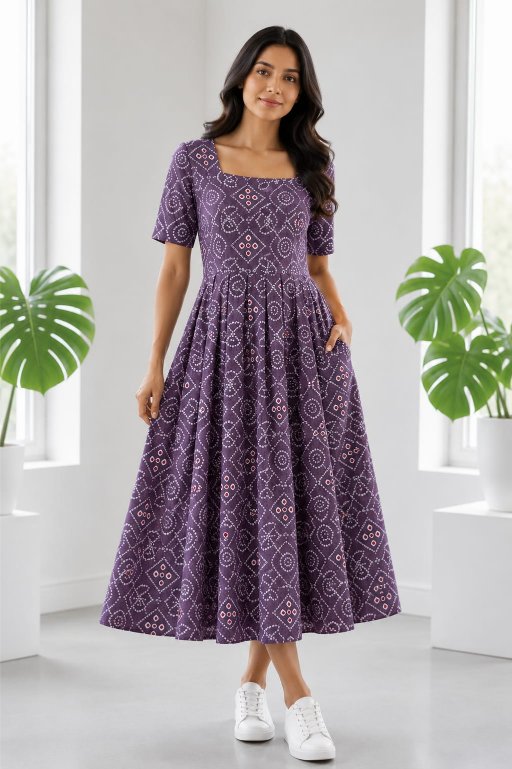 Purple Bandhini Dress