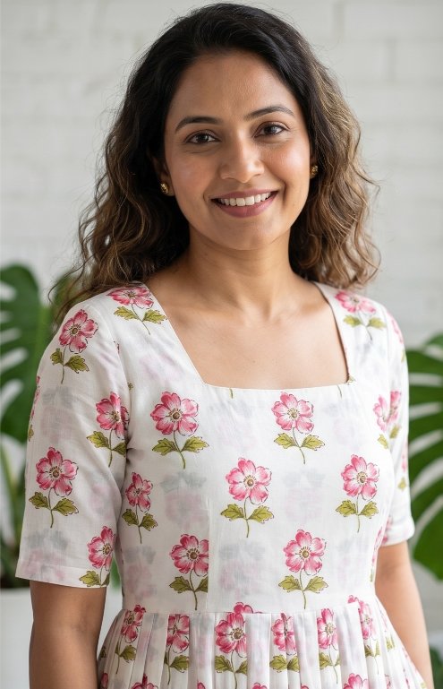 Pink Floral Cotton Dress