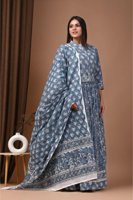 Powder Blue Grey Lehenga Set