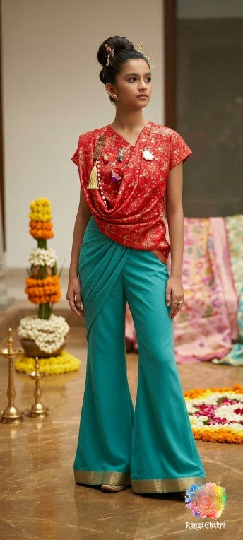 The Sparkle & Soul "Cracker Couture" Draped Indo-Western Set