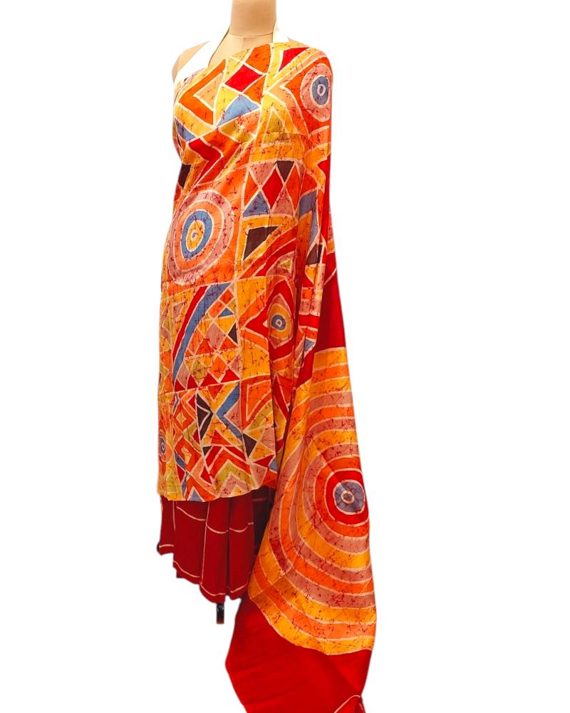 hand painted pichwai sarees, Quirky Saree, batik silk saree