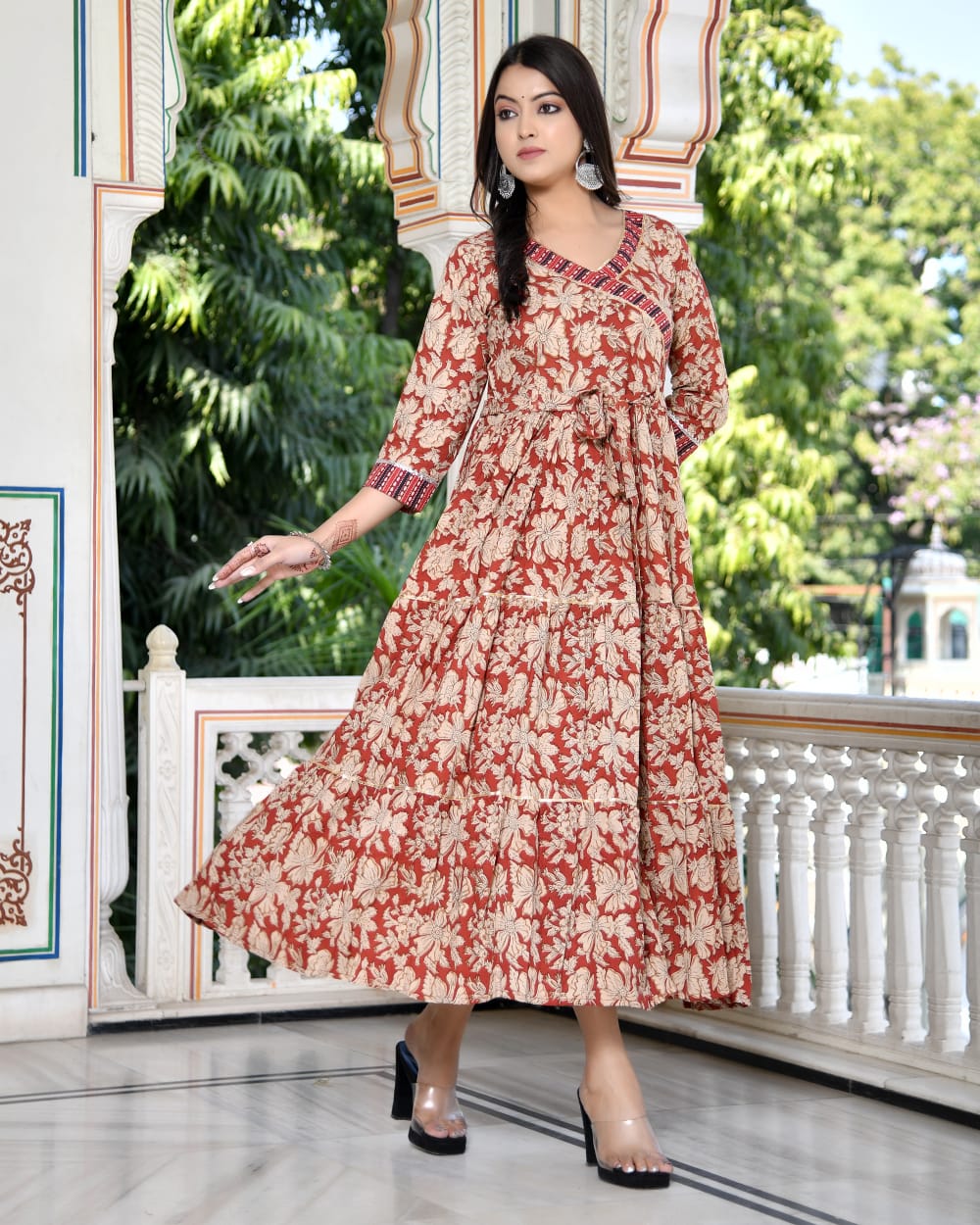 Floral Anarkali 3 layer Style Ranga Chakra Floral Anarkali 3 layer Style Ranga Chakra