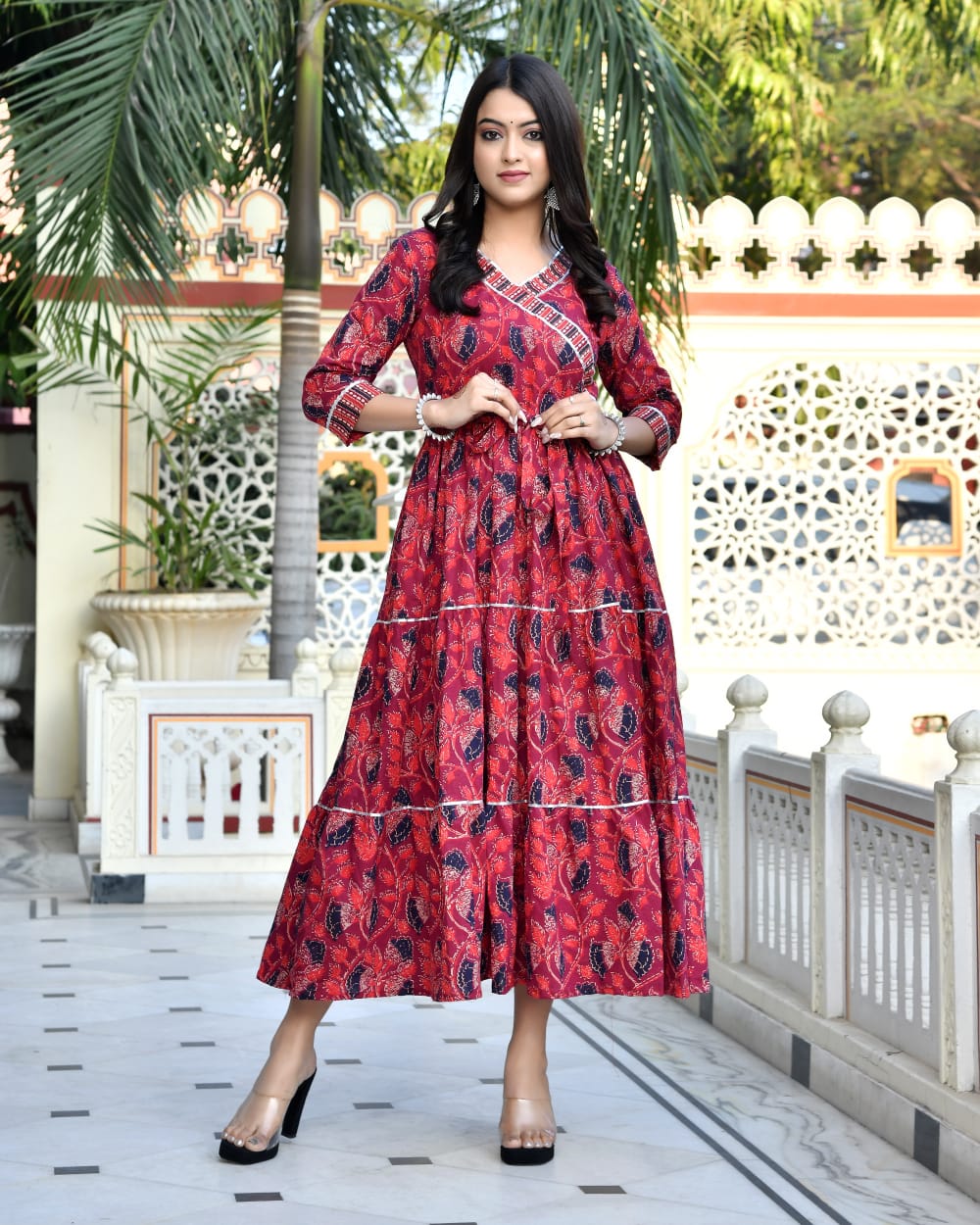 Frock Suit Layered Anarkali Dress Crimson Anarkali Layer Style Ranga Chakra Frock Suit Layered Anarkali Dress Crimson Anarkali Layer Style Ranga Chakra