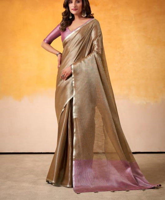 Antique Gold Silk Saree, Antique gold Tissue Silk saree, Durga puja Silk sarees, Handloom Tissue Silk saree, Salmon Peach saree, Ranga Chakra Saree, Navratri Sarees, Tissue Sarees