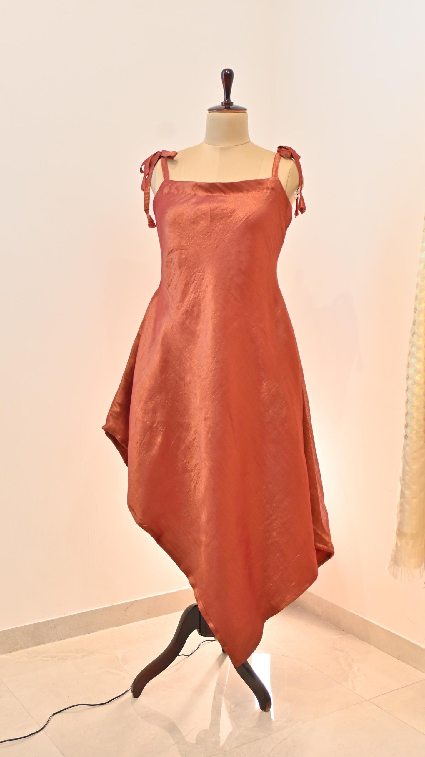 Asymmetric Hem Spaghetti Style Metallic Dress, Terracotta Dress, Summer dress, sun Dress, Asymmetric Hem Spaghetti Style Metallic Dress, Spaghetti Dress, Asymmetrical Dress, Tissue Dress, Vacay Dress, Dress for women, Online dresses, Boutique style Dress