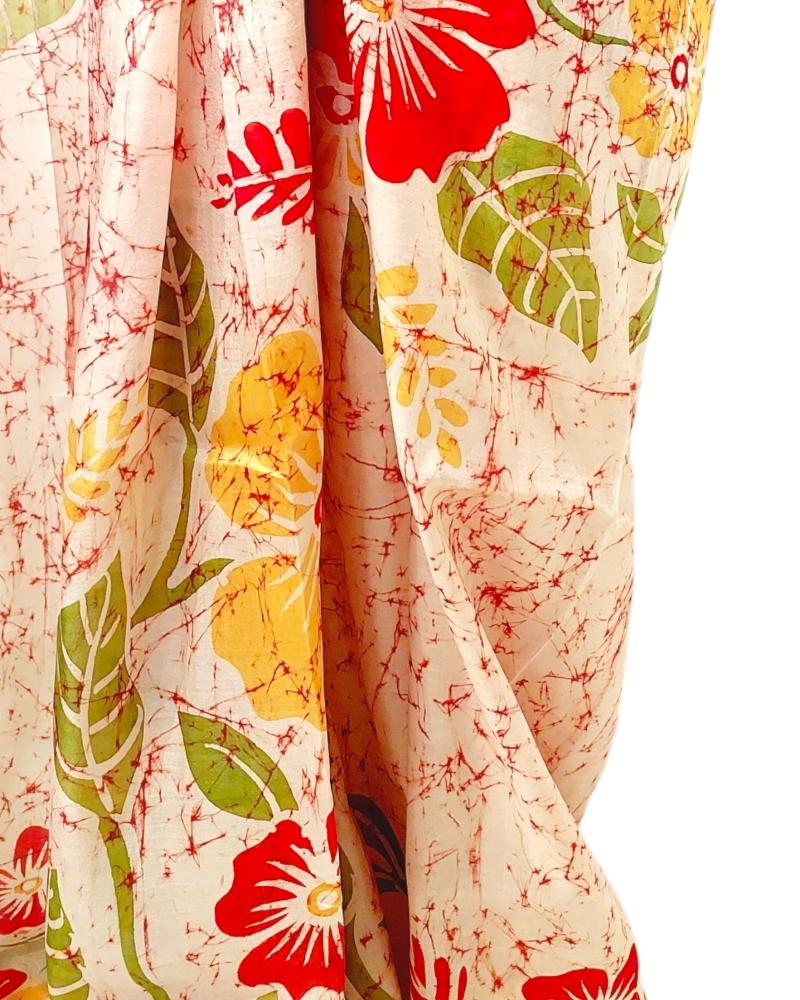 Batik Silk saree, Handpainted Sarees,  Durga Puja Silk sarees