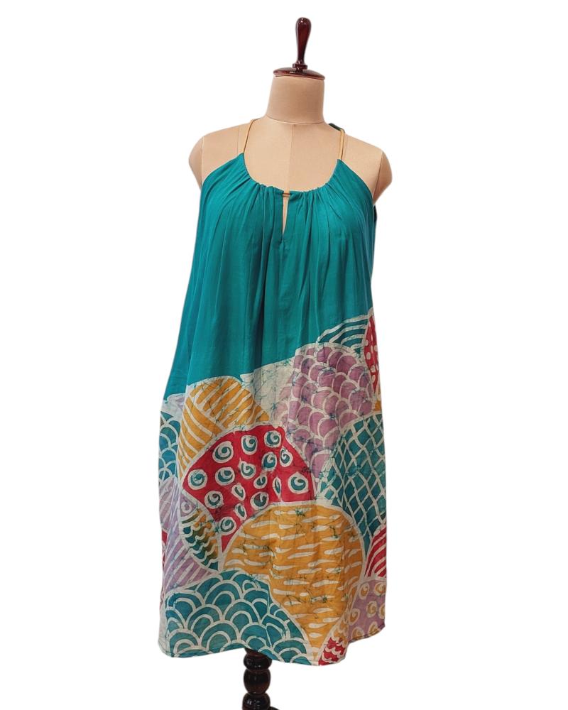 Summer dress, Sun Dress, Batik Dress, Turquoise Dress, Spaghetti Maxi dress, Spaghetti strap Batik Dress, Batik painted dress, Pure cotton batik dress, Summer Maxi Dresses, Dress for women, Cotton lace Dress, Spring Dress,  Adjustable strap dress, Ranga Chakra, Custom fit dress, Casual summer dresses, Handpainted Dress, Wax Batik dress, Sea life Dress, wax Batik Painting dress