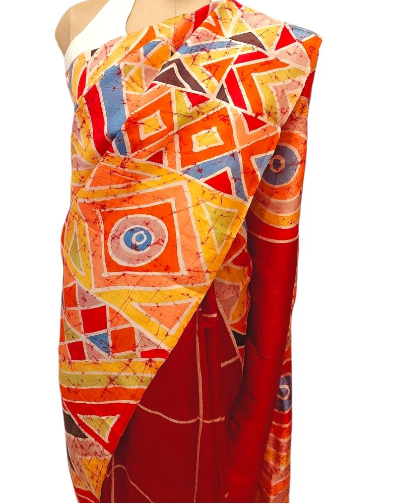 hand painted pichwai sarees, Quirky Saree, batik silk saree