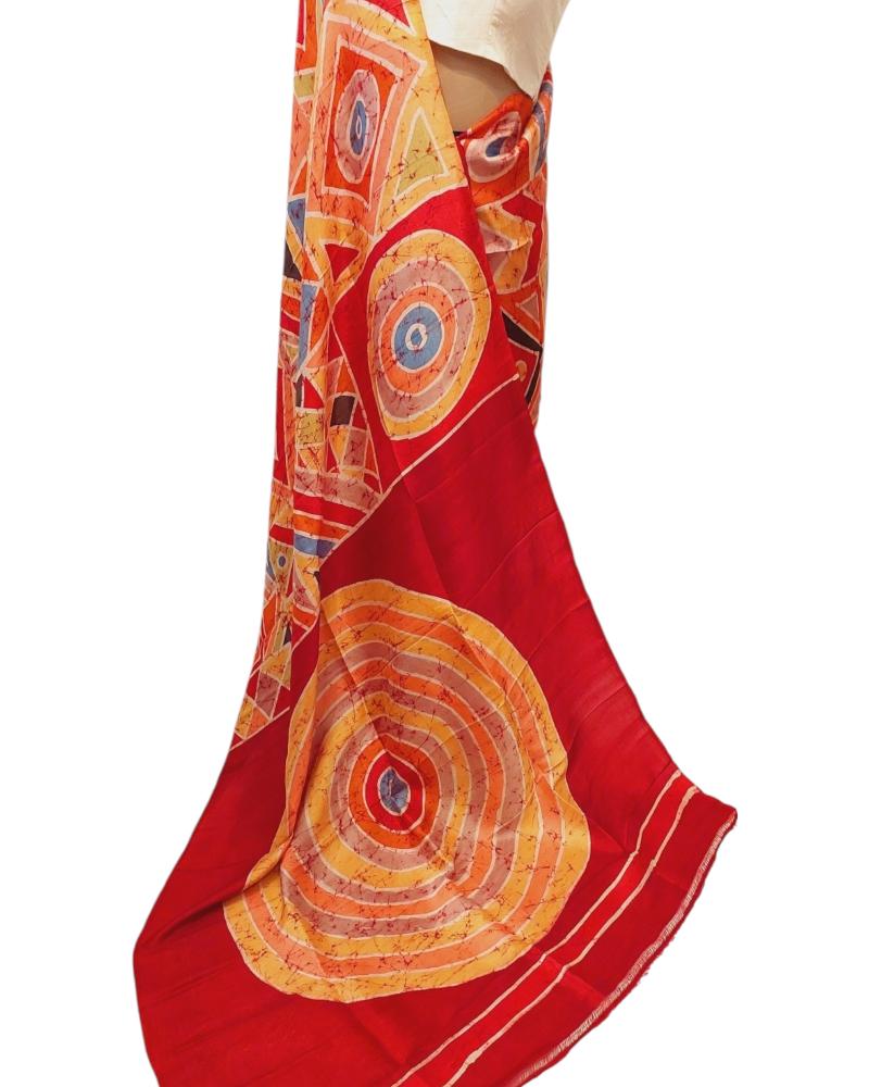 hand painted pichwai sarees, Quirky Saree, batik silk saree