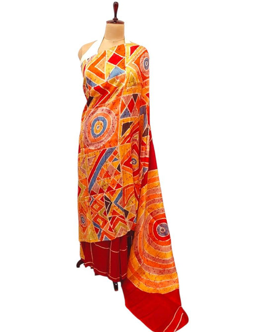 hand painted pichwai sarees, Quirky Saree, batik silk saree
