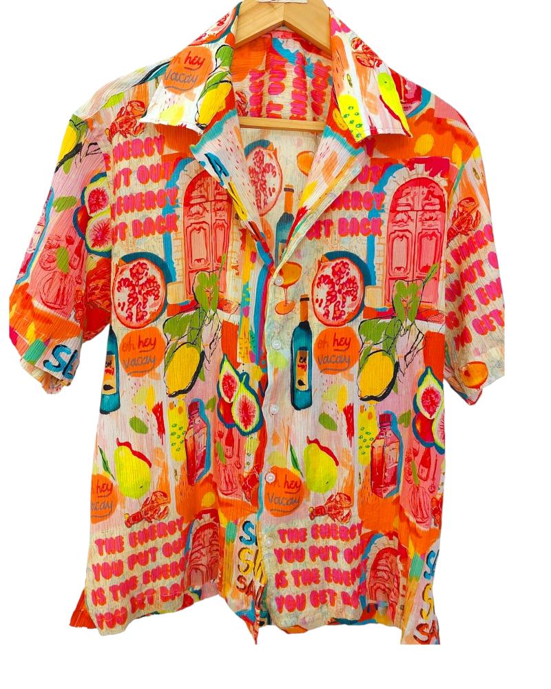 Beach Wear Shirt,Resort Wear Shirt, Tropical Shirts, vacay shirts, beach wear shirt, sea sun shirt, Funky men's Shirt, chiffon shirts, illustrations shirt, doodle shirts, Unique Print shirts
