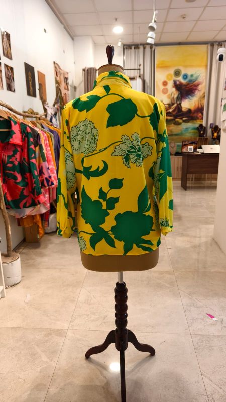 The Electric Citron Vegan Silk Resort Shirt Tunic
