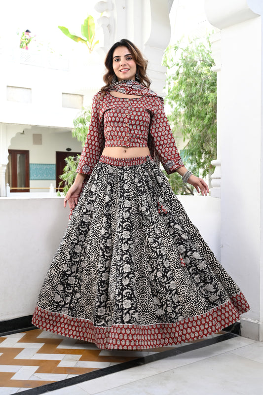 Blaxk cotton Lehenga