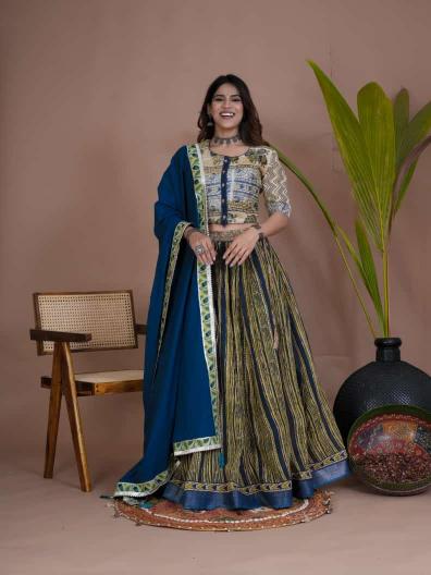 Blue Mustard Lehenga