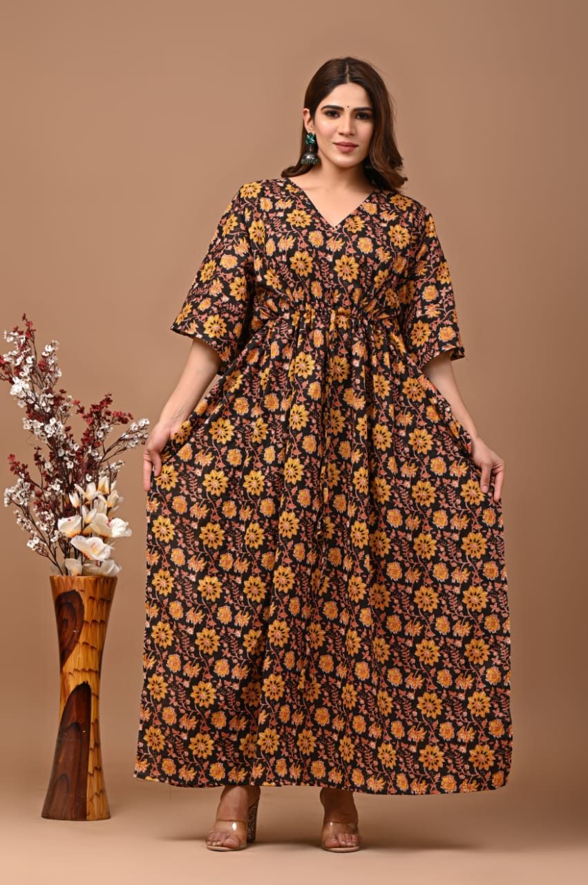 Black cotton kaftans