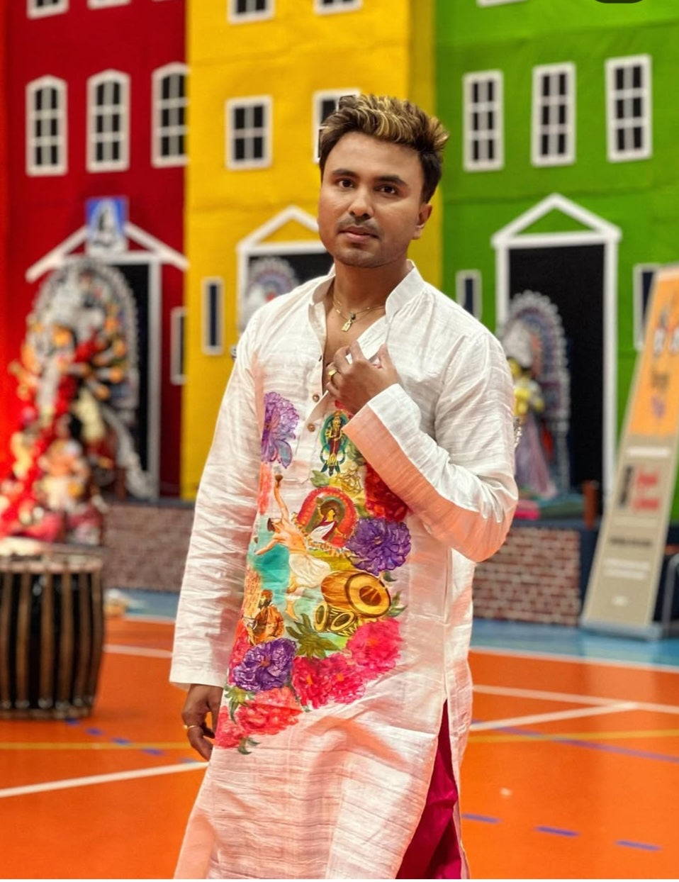 Dhunuchi dance kurta, Navratri kurta, Durga Puja Panjabi, Durga Puja Kurta