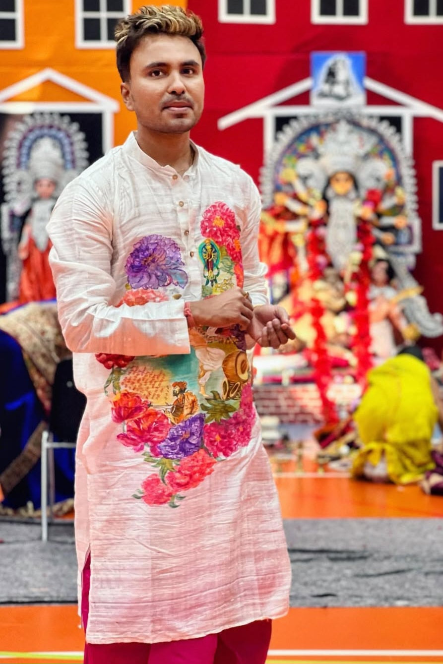 Dhunuchi dance kurta, Navratri kurta, Durga Puja Panjabi, Durga Puja Kurta