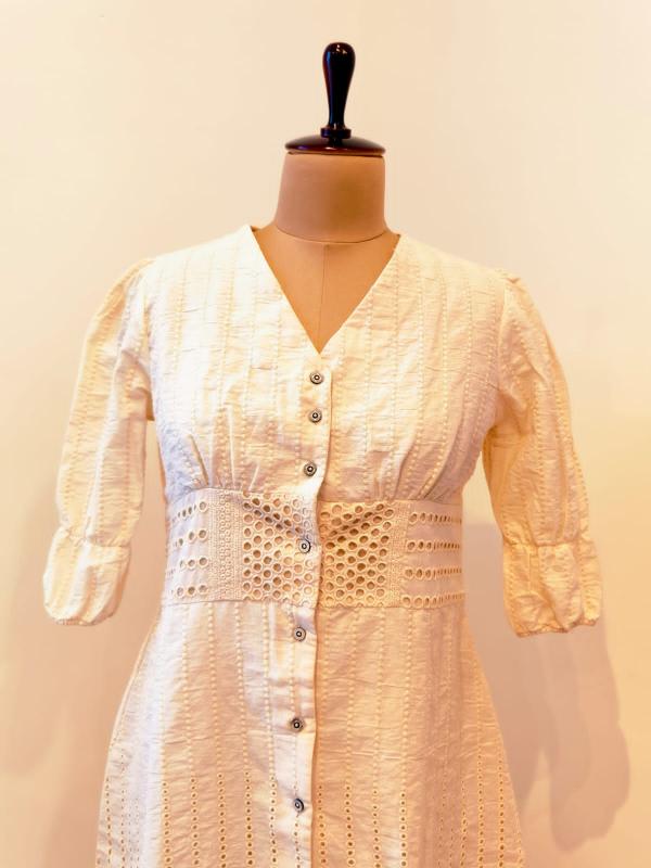 Effortless dress, Hakoba Dress, White Dress, Off white Dress, Cotton Hakoba dress, Hakoba, Ranga Chakra,  Designer dresses