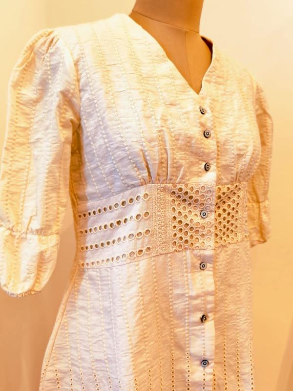 Hakoba dress, Hakoba Dress, White Dress, Off white Dress, Cotton Hakoba dress, Hakoba, Ranga Chakra,  Designer dresses