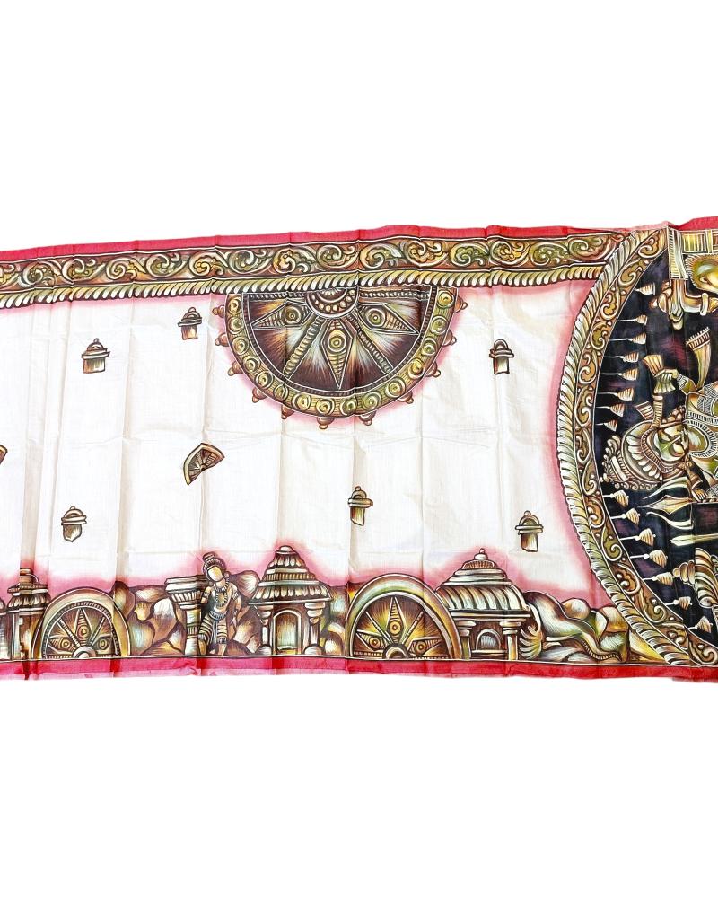 natraj saree, hand painted tussar silk saree