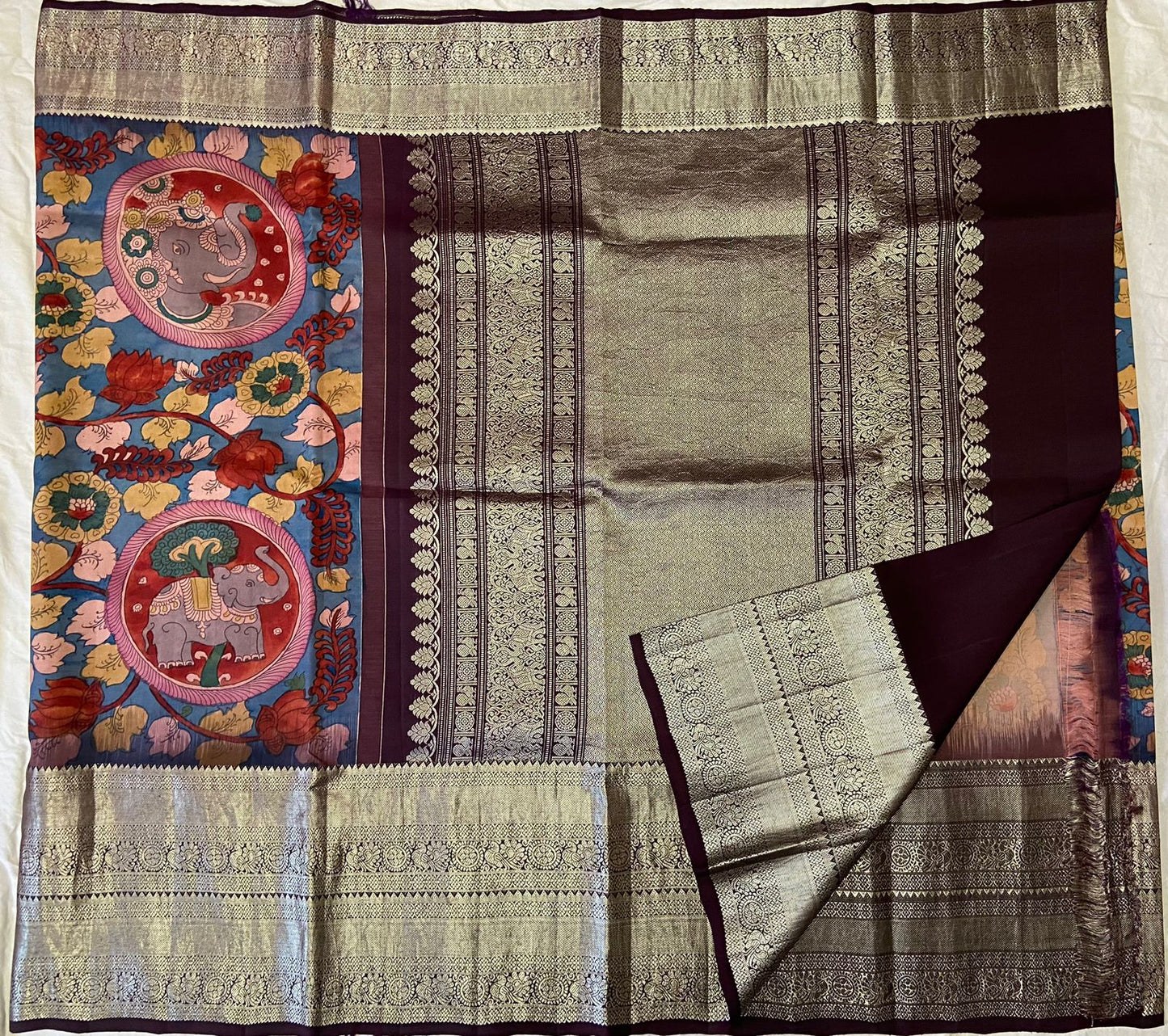 pichwai silk saree, handpainted silk sarees