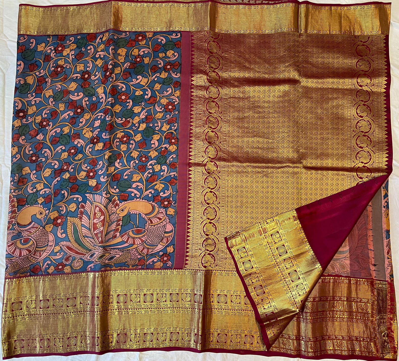 pichwai silk saree, handpainted silk sarees