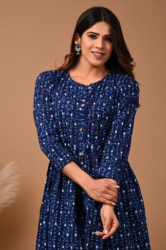 Indigo Cotton Maxi Dress