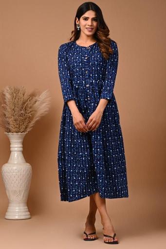 Indigo Cotton Maxi Dress
