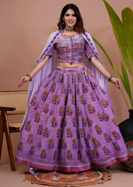 Lavender cotton Lehenga Set