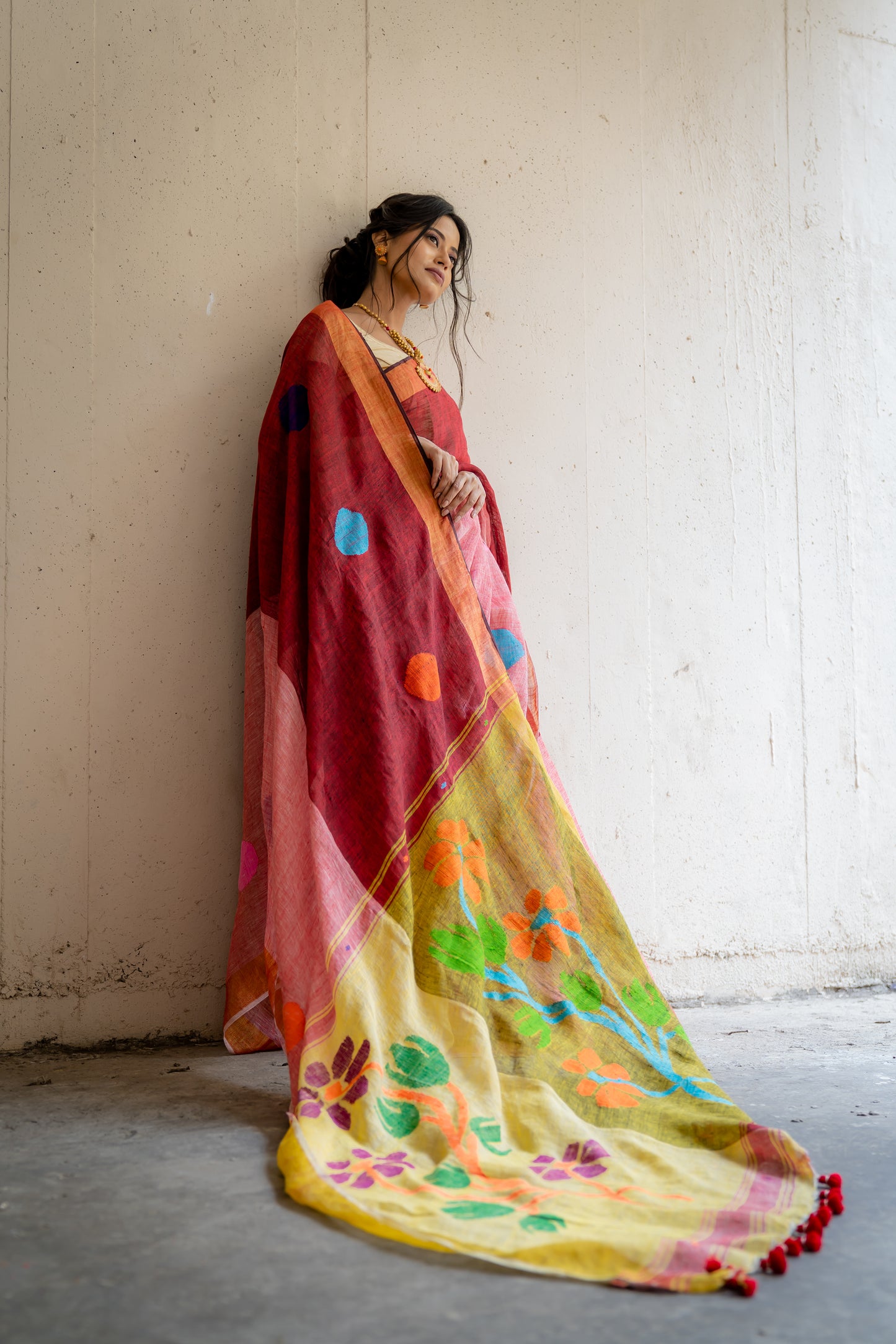 Linen jamdani saree
