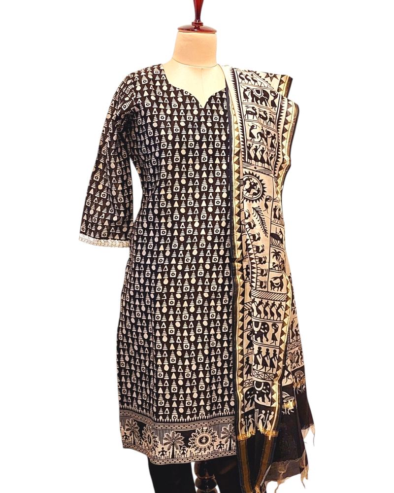 Maheshwari Black Silk Suit