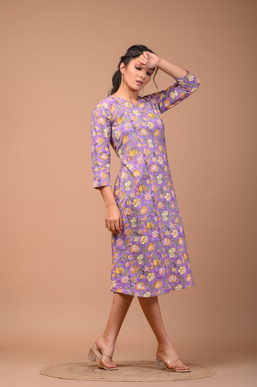 Pastel floral Midi Dress Ranga Chakra Pastel floral Midi Dress Ranga Chakra