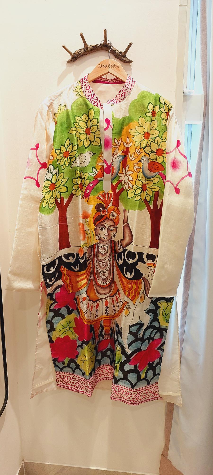 Pichwai Mens kurta, pichwai painting kurta for men